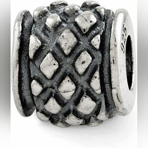 2/ $15 Silver Diamond Pattern Bead Charm For Charm Bracelets